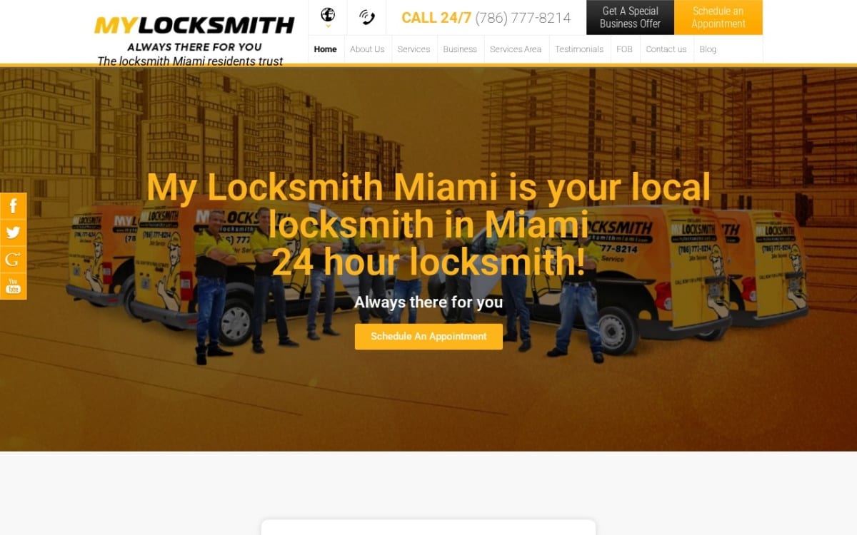 My Locksmith Miami locksmith website homepage