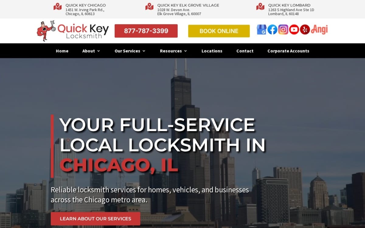 Quick Key Locksmith & Security Lombard locksmith website homepage