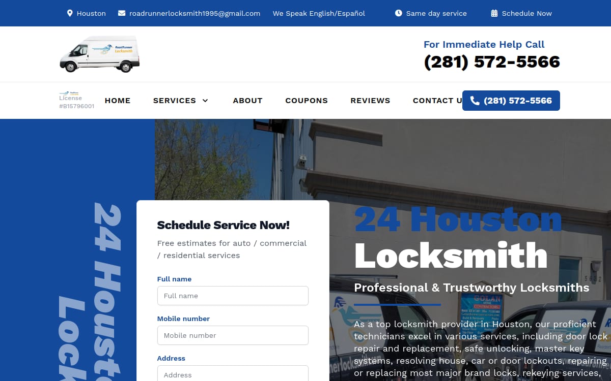 RoadRunner Locksmith locksmith website homepage