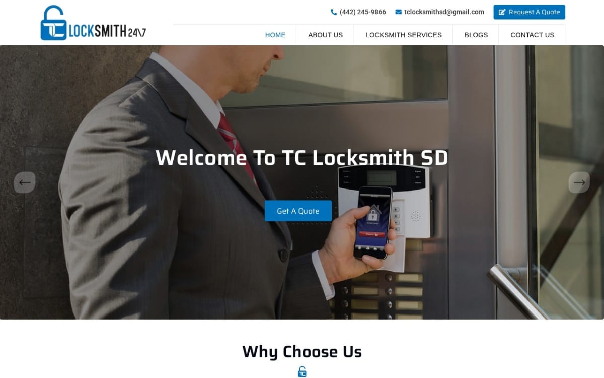 Tc locksmith Inc locksmith website homepage