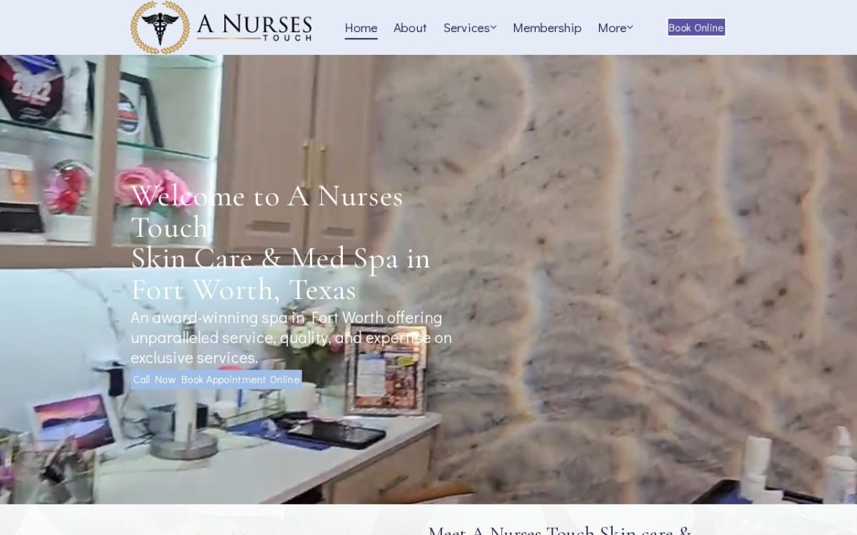 A Nurses Touch Skin Care & Med Spa med spa website homepage
