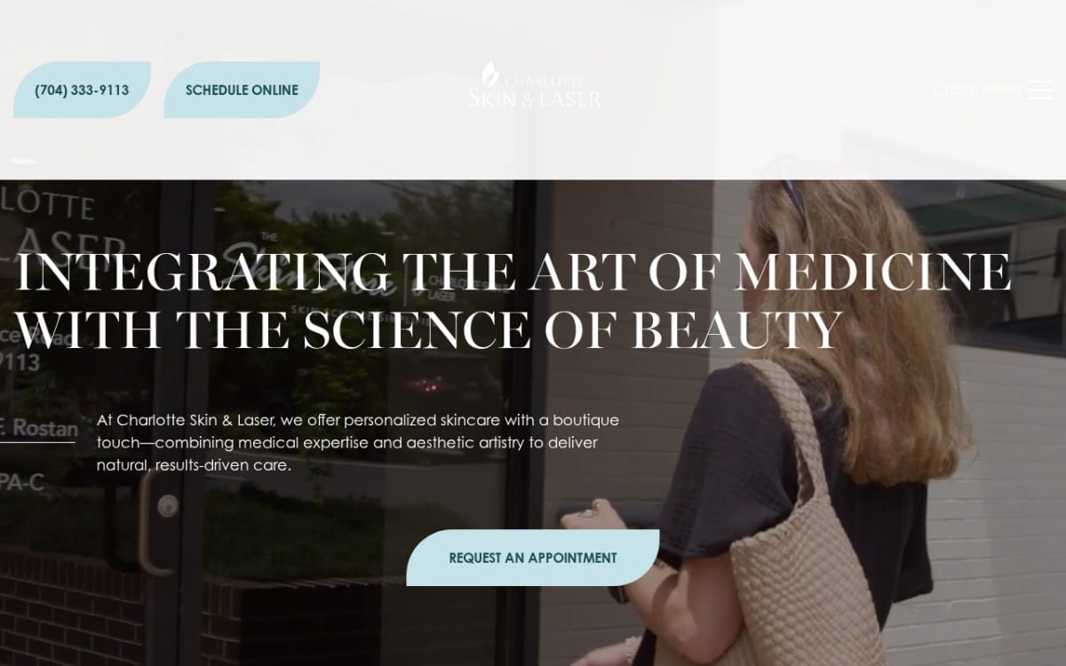 Charlotte Skin and Laser med spa website homepage