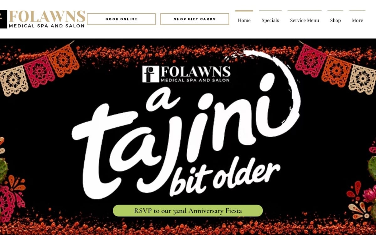 Folawns Medical Spa and Salon med spa website homepage