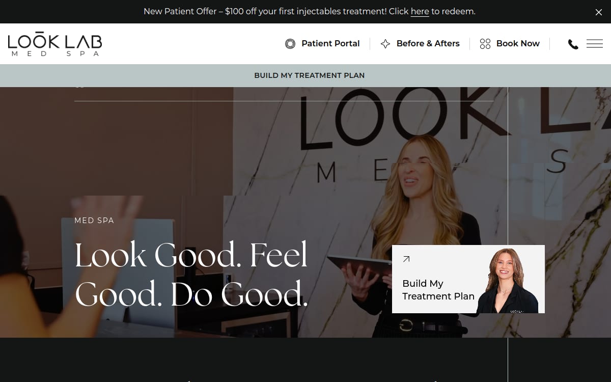 Look Lab Med Spa med spa website homepage