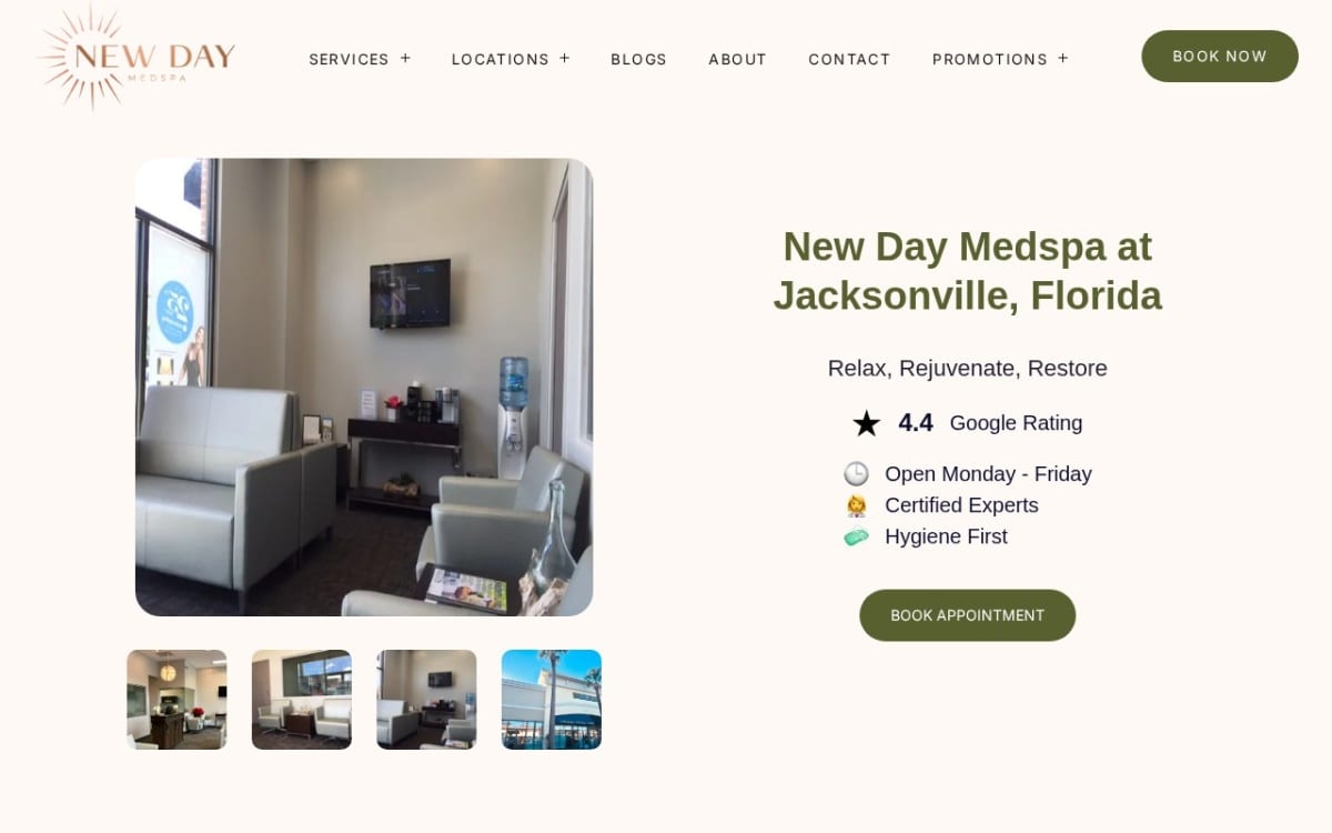New Day Medspa Jacksonville med spa website homepage