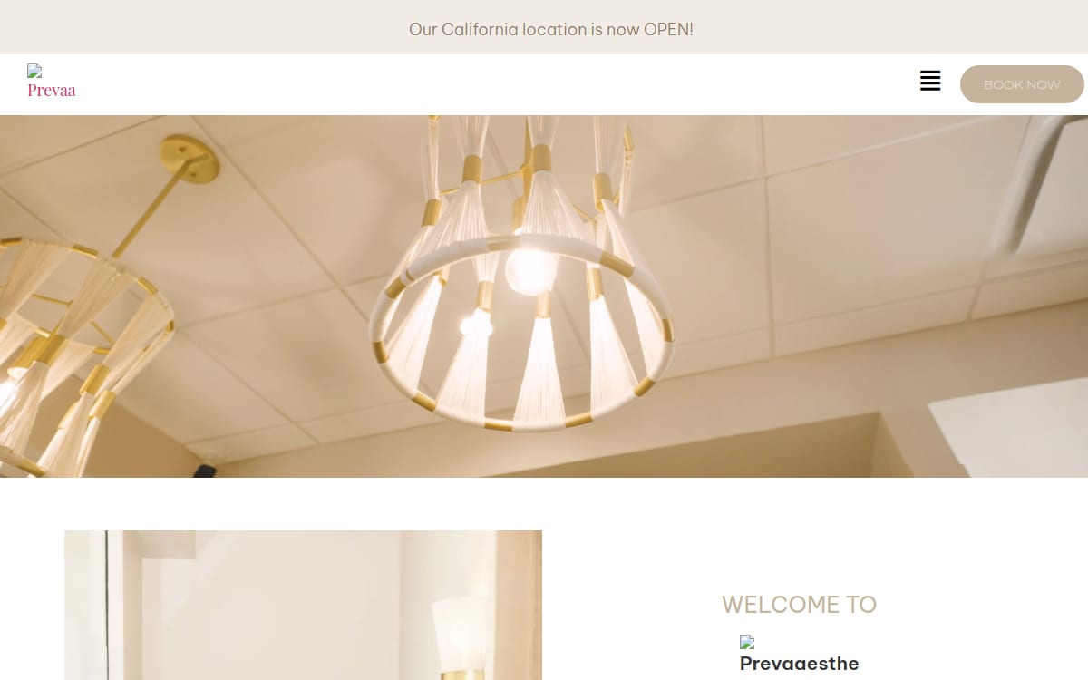 PREVA Aesthetics med spa website homepage