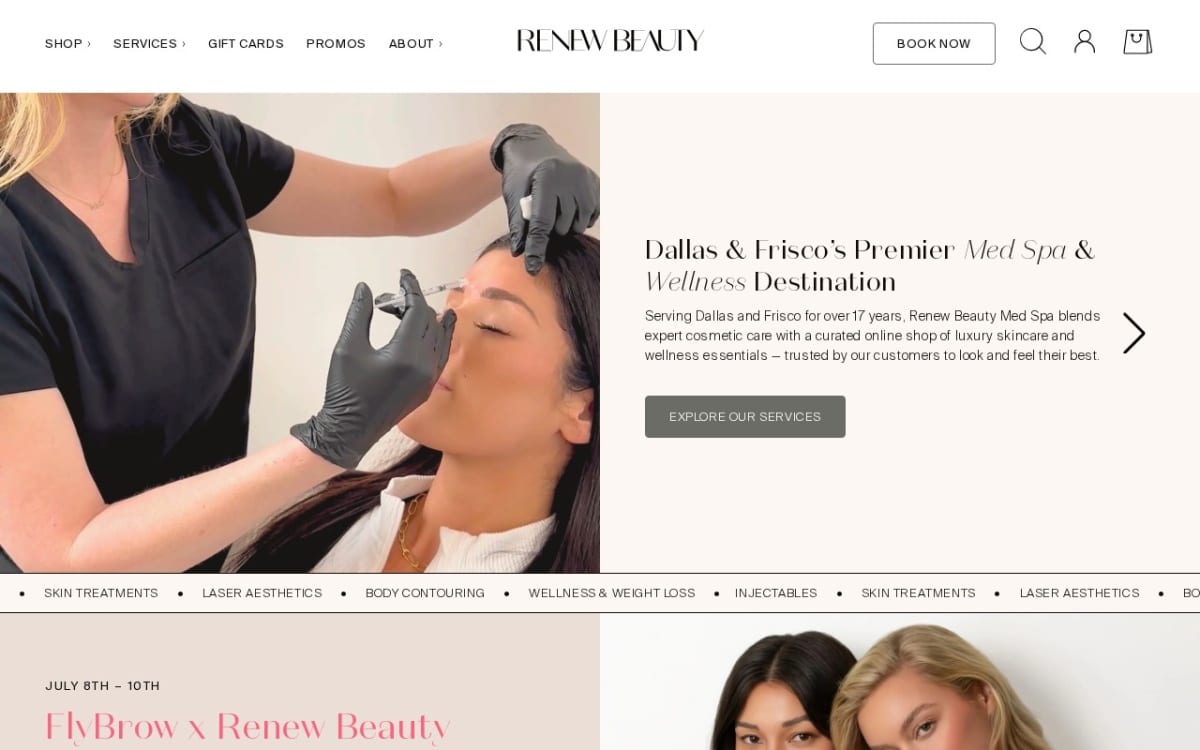 Renew Beauty Med Spa med spa website homepage