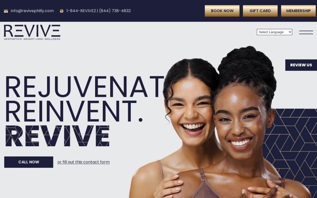 Revive Medical med spa website homepage