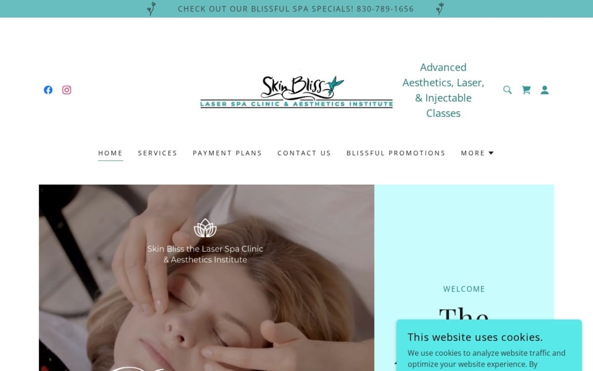 Skin Bliss The Laser Spa Clinic & Aesthetics Institute med spa website homepage