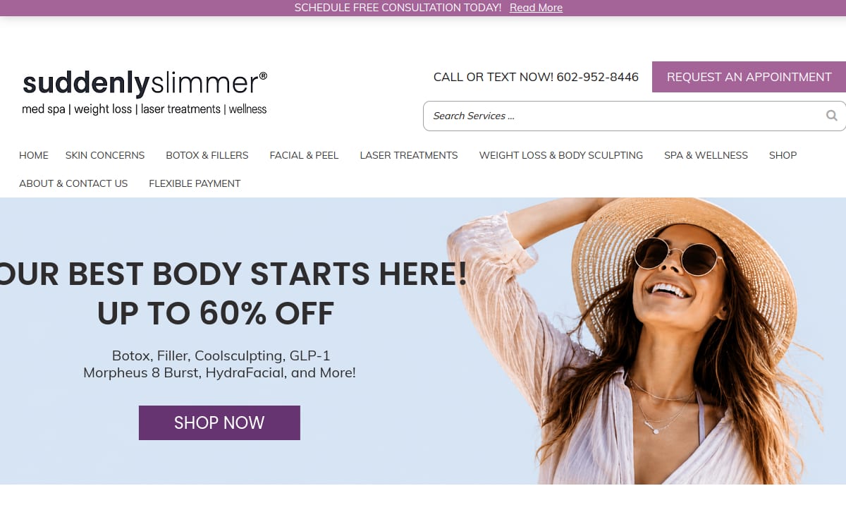 Suddenly Slimmer Med Spa med spa website homepage