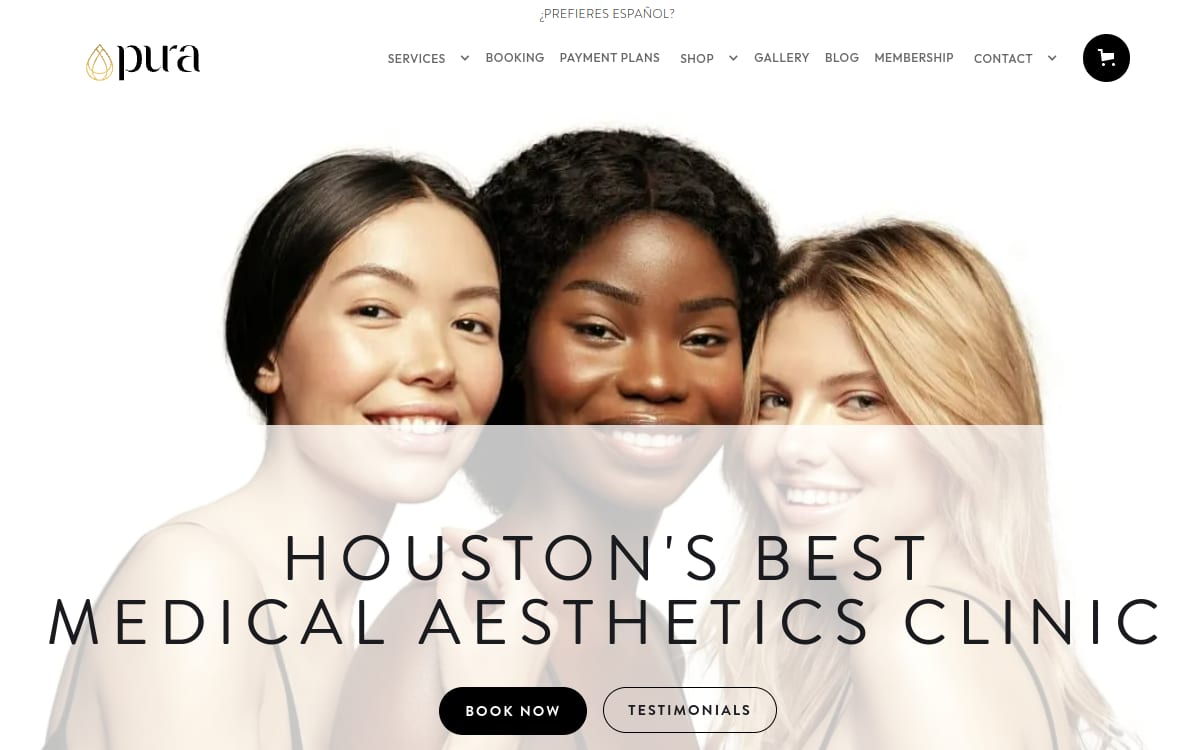 PurA Medical Aesthetics med spa website homepage