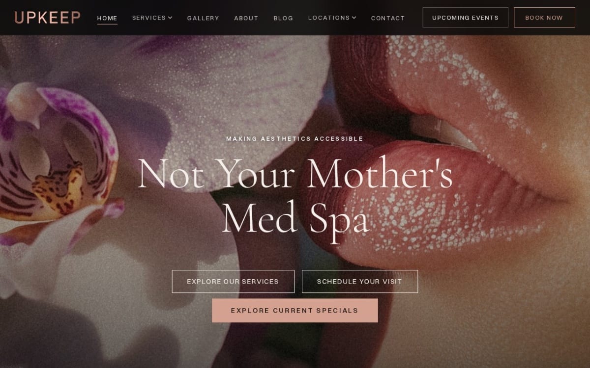 UPKEEP Med Spa med spa website homepage