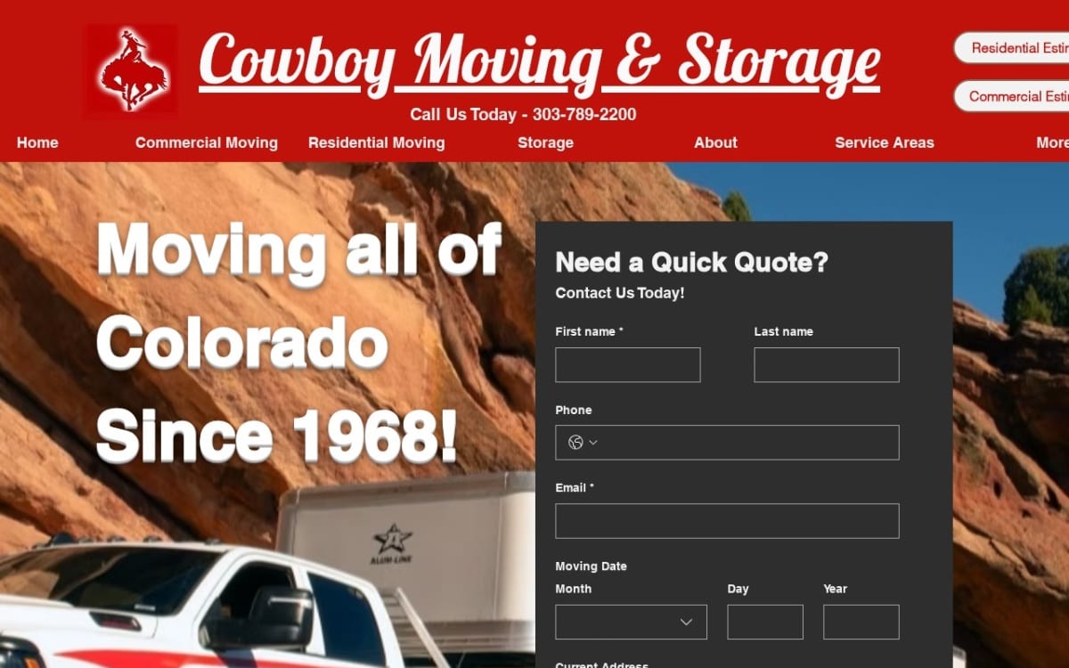 Cowboy Moving & Storage Inc Denver | Movers Englewood | Commercial Moving Littleton | Residential Movers Highlands Ranch moving company website homepage