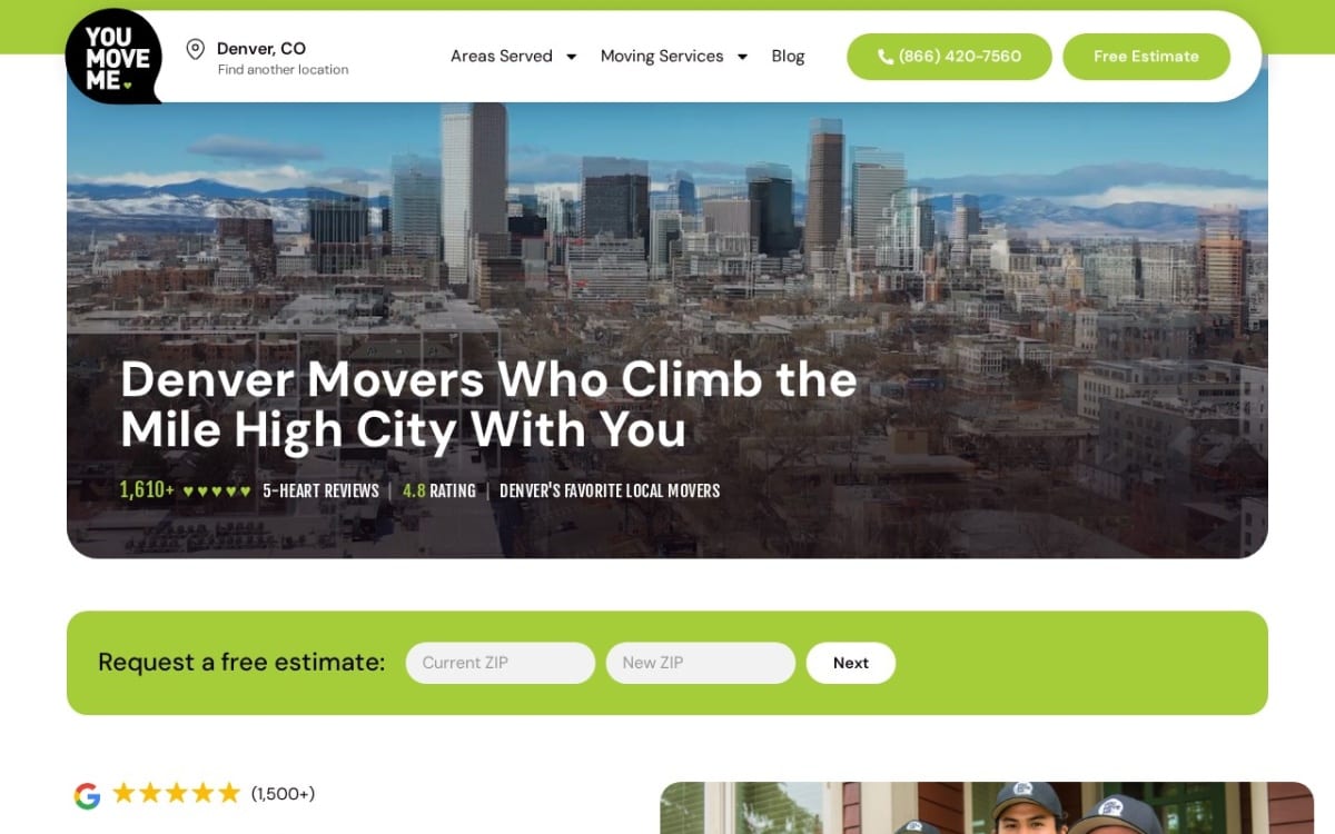 You Move Me Denver moving company website homepage