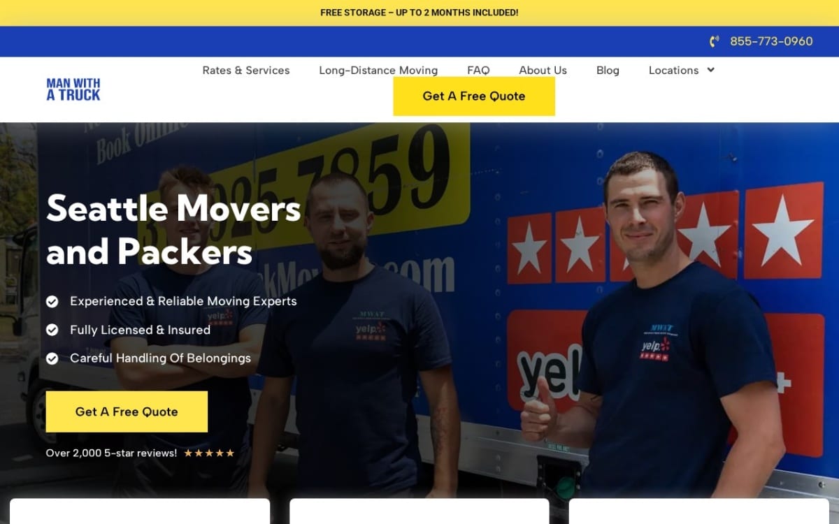 Man With A Truck Seattle Movers and Packers Local & Long Distance Moving Company moving company website homepage
