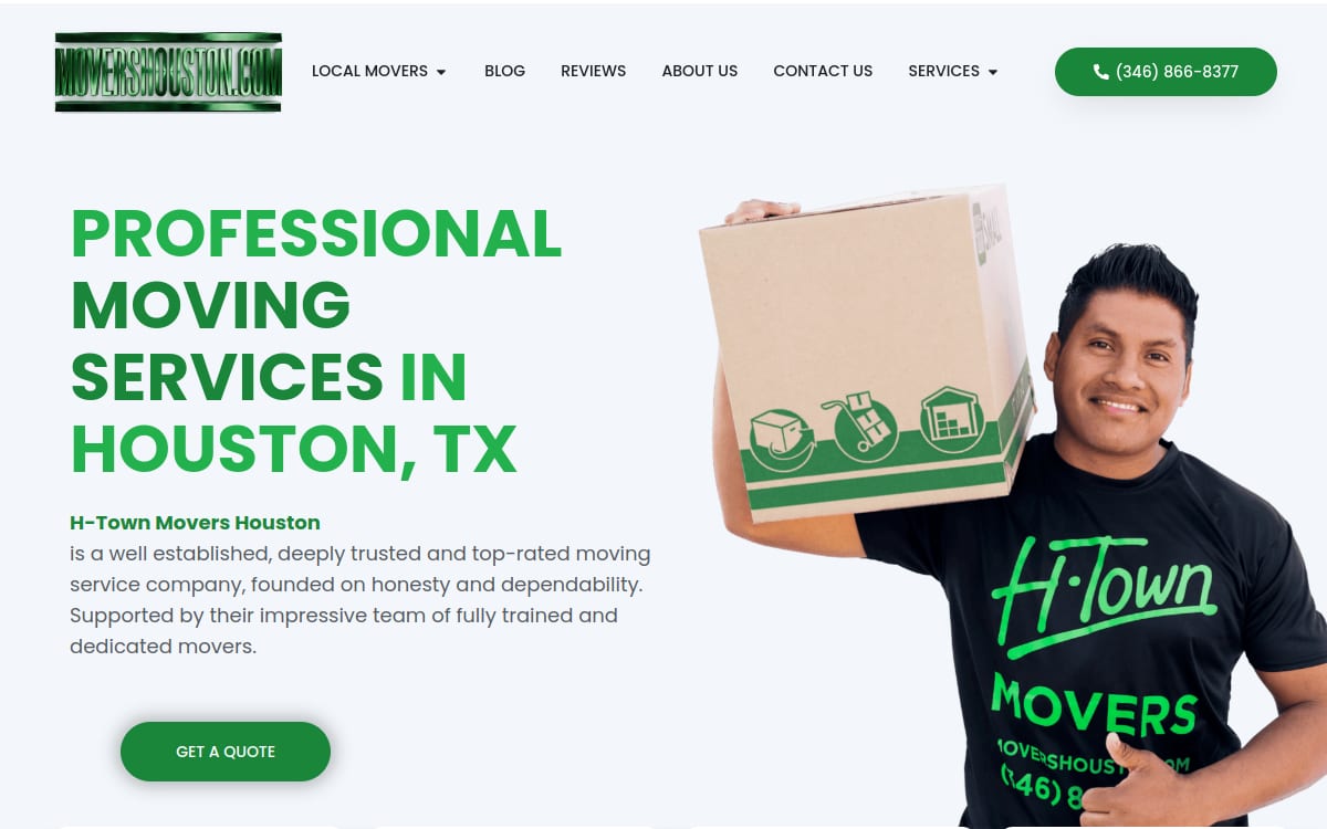 H-Town Movers Houston moving company website homepage