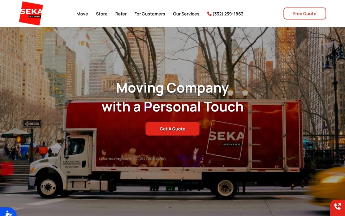 SEKA Moving and Storage NY moving company website homepage