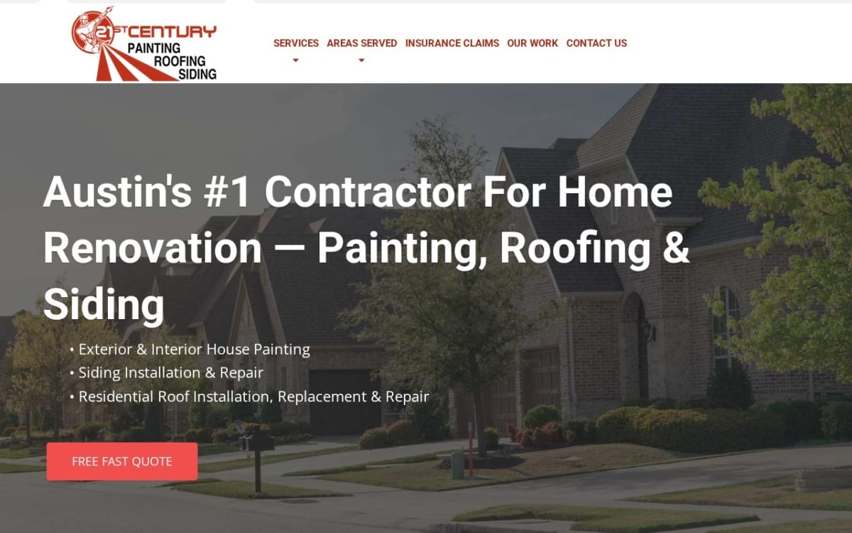 21st Century Painting, Roofing, & Siding of Austin painting contractor website homepage