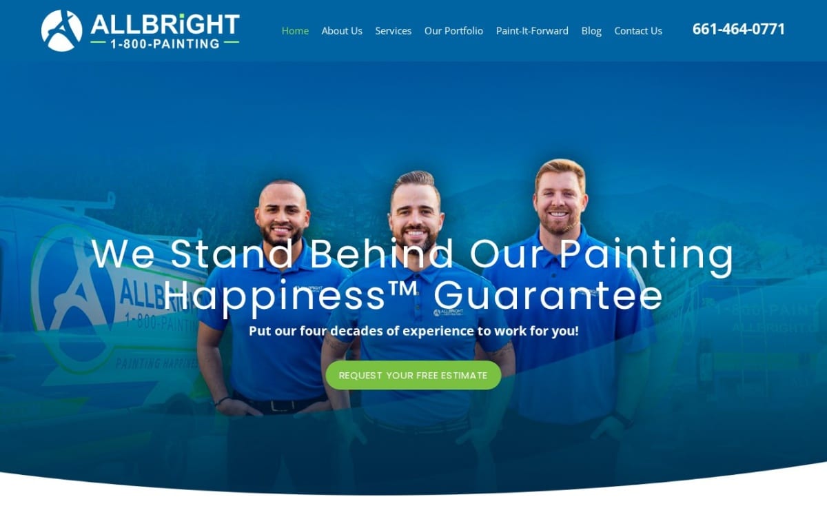ALLBRiGHT PAINTING painting contractor website homepage