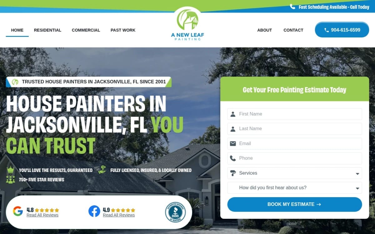 A New Leaf Painting Contractors painting contractor website homepage