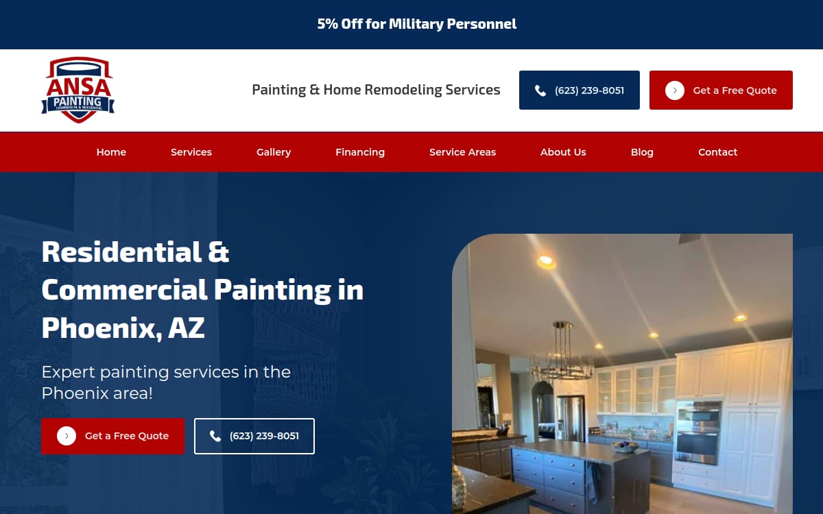 ANSA Painting painting contractor website homepage