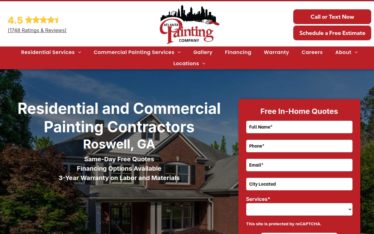 Atlanta Painting Company painting contractor website homepage
