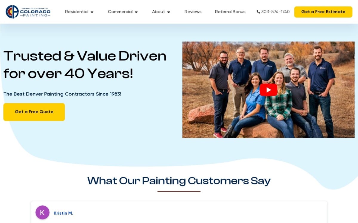 Colorado Commercial & Residential Painting painting contractor website homepage