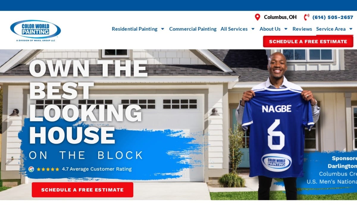 Color World Painting Columbus painting contractor website homepage