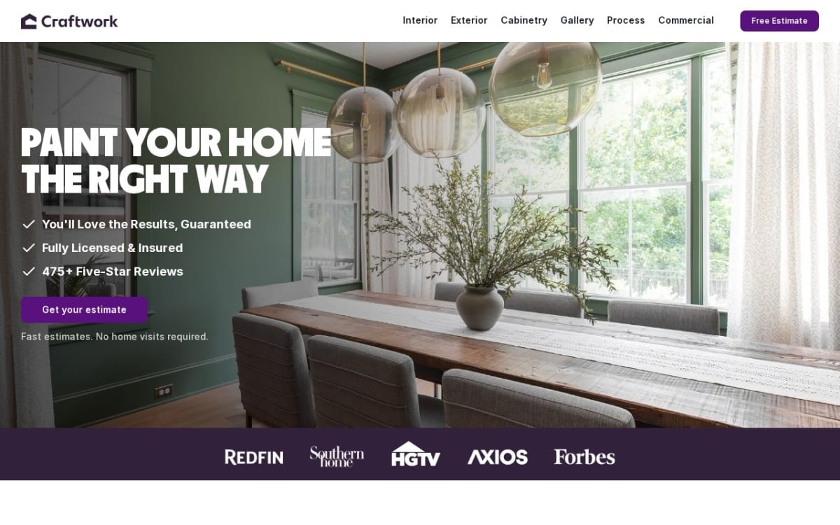Craftwork Painting painting contractor website homepage