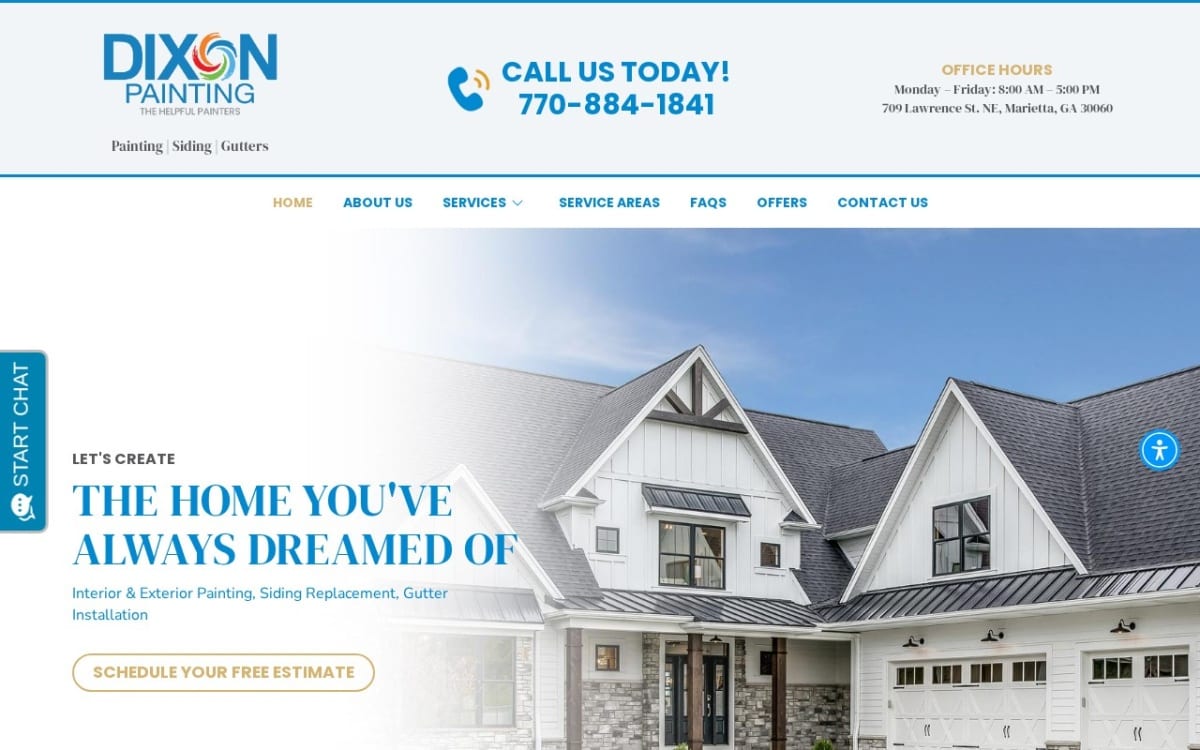 Dixon Painting - The Helpful Painters painting contractor website homepage
