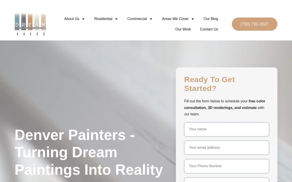Dream Painting painting contractor website homepage