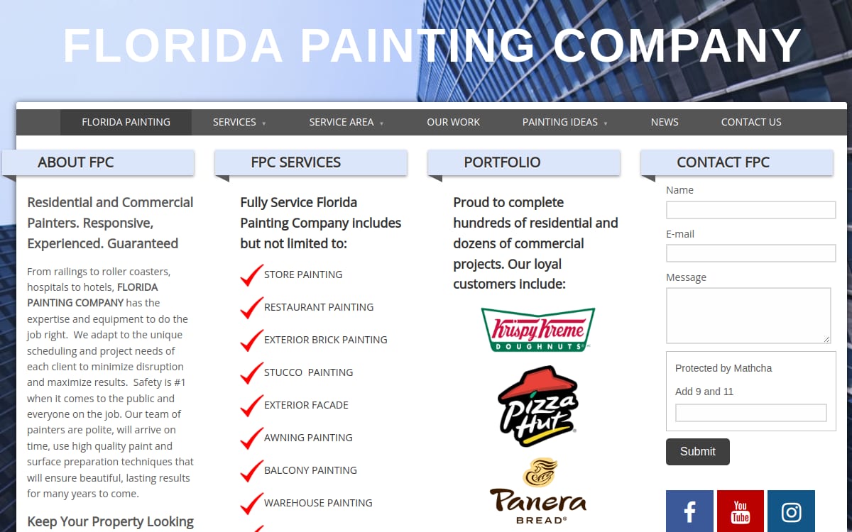 Florida Painting Company painting contractor website homepage