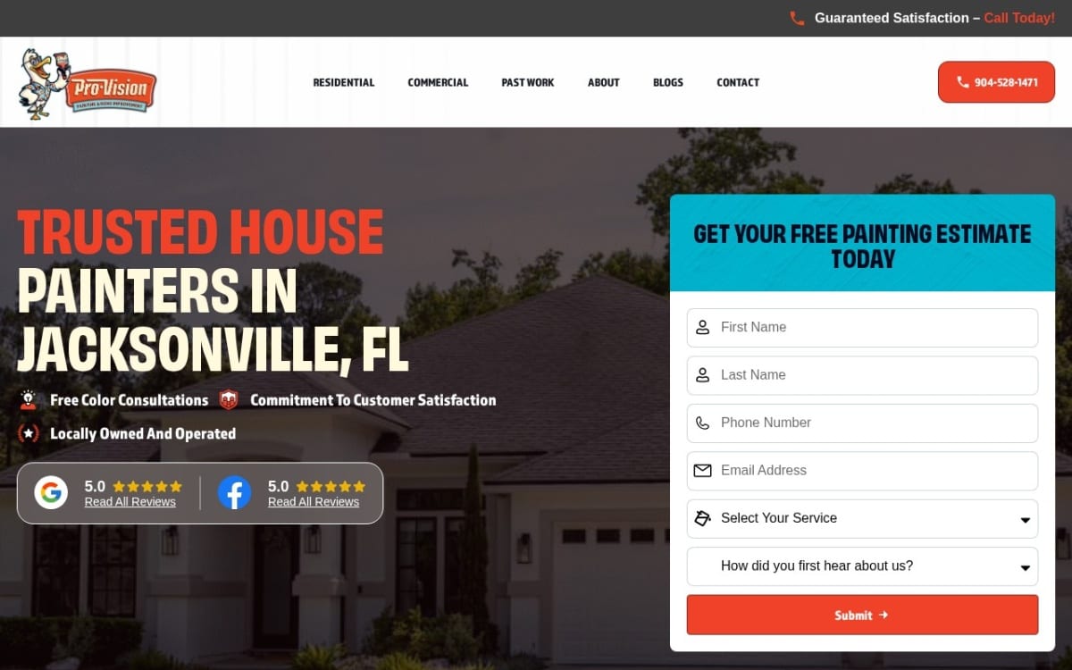 Pro-Vision Painting painting contractor website homepage