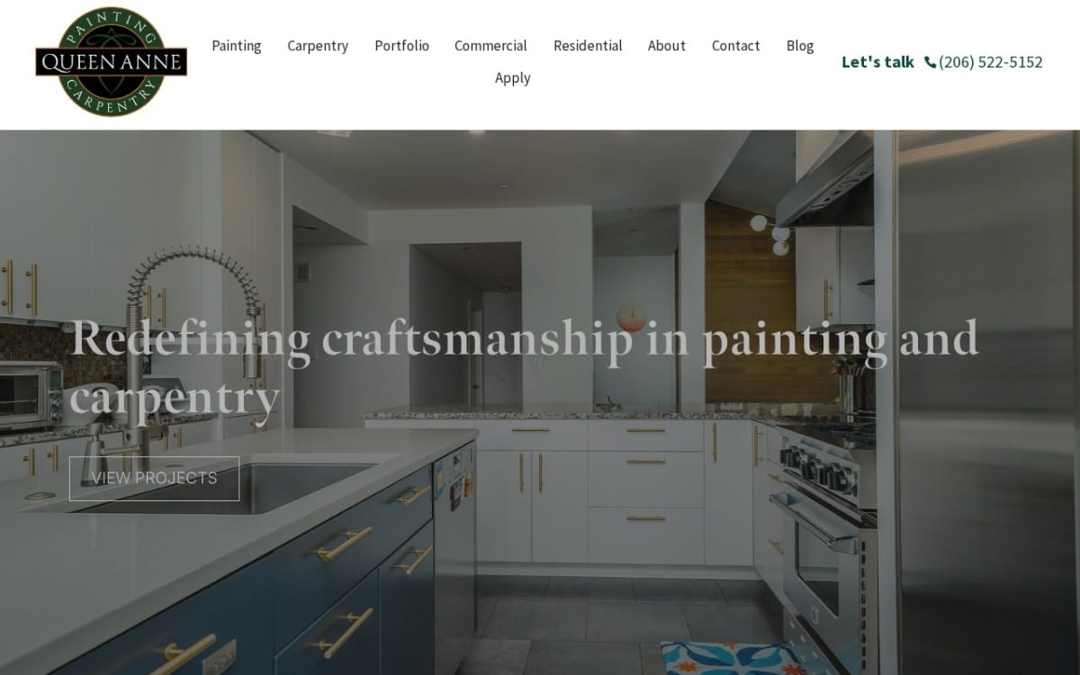 Queen Anne Painting & Carpentry painting contractor website homepage