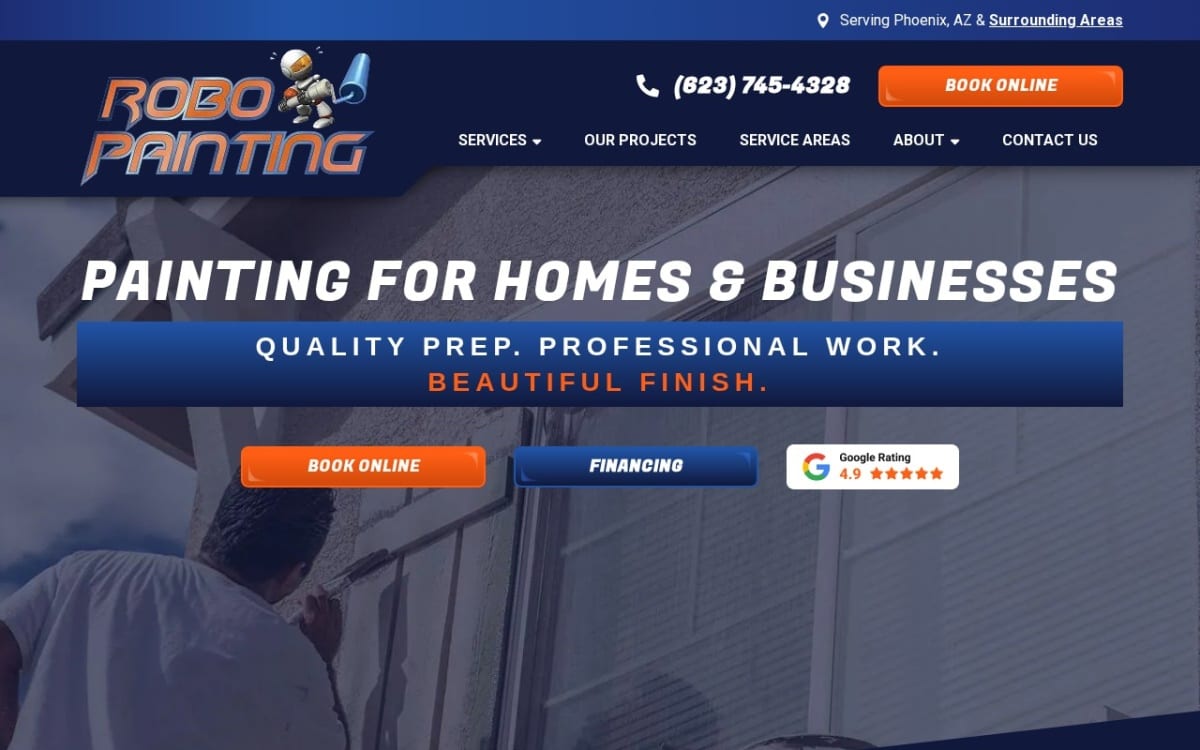 Robo Painting, LLC painting contractor website homepage