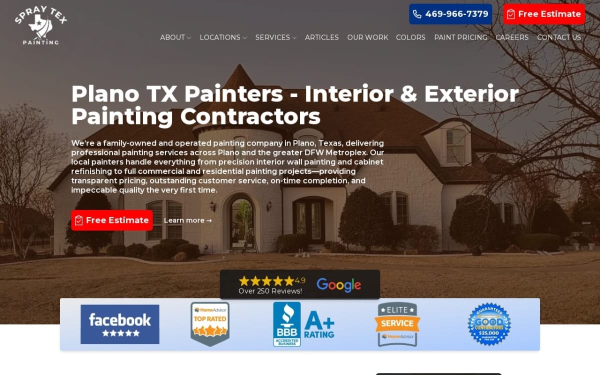 Spray Tex Painting painting contractor website homepage