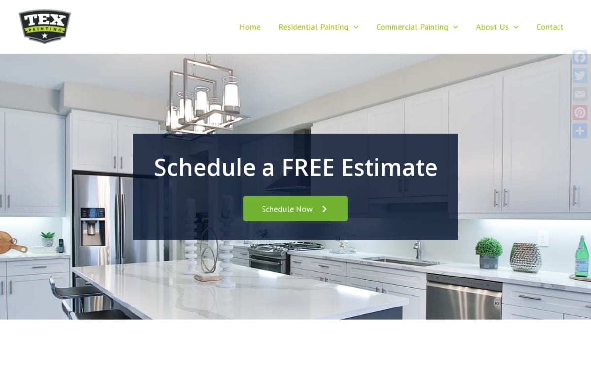 Tex Painting painting contractor website homepage