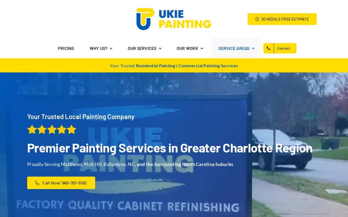 Ukie Painting painting contractor website homepage