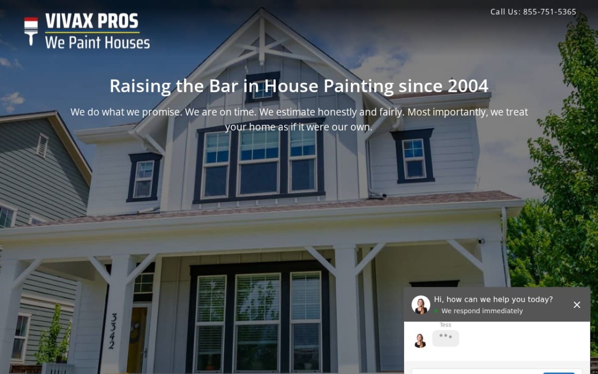 Vivax Pros painting contractor website homepage