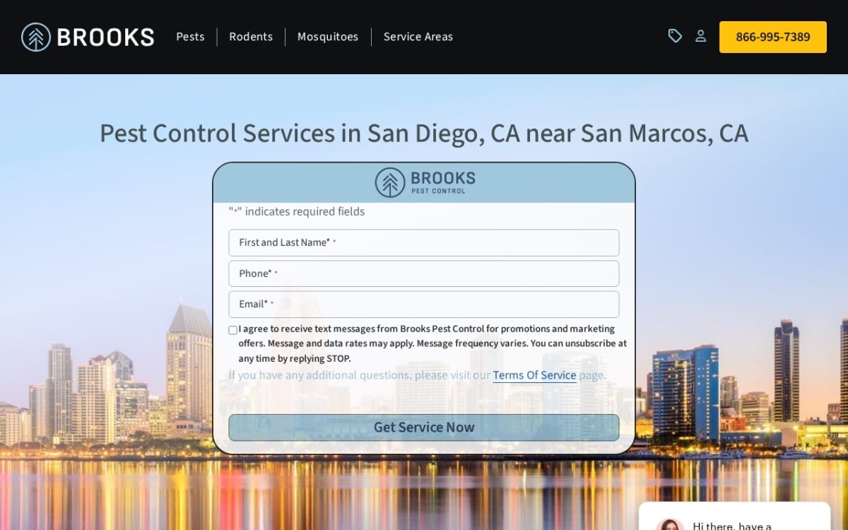 Brooks Pest Control pest control website homepage