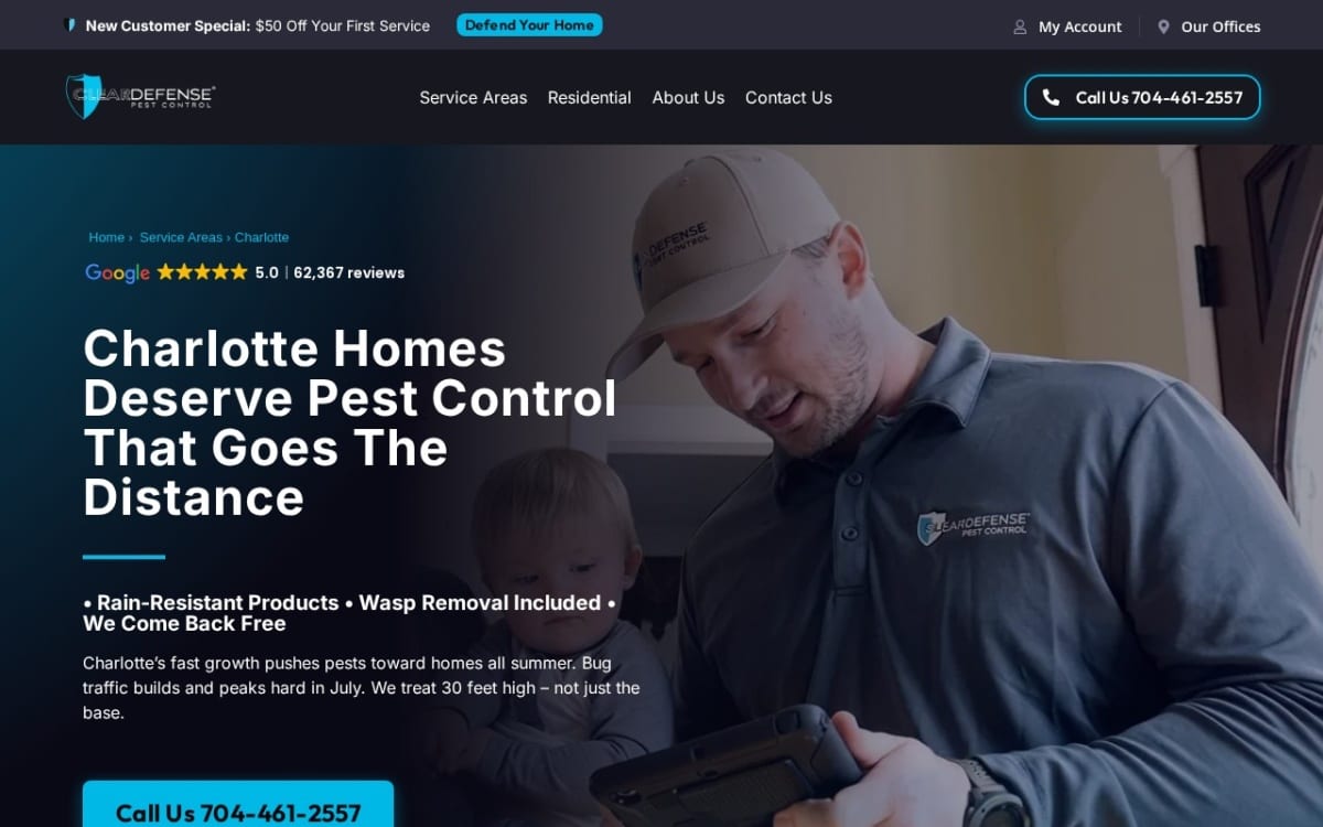 ClearDefense Pest Control pest control website homepage