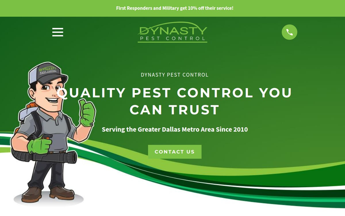 Dynasty Pest Control pest control website homepage
