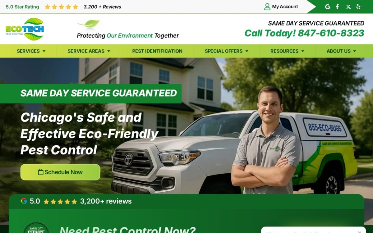 Eco Tech Pest Control pest control website homepage