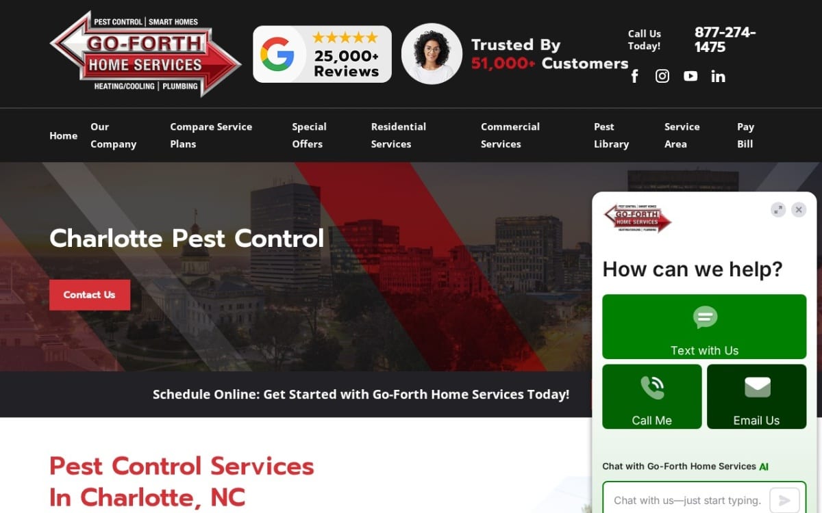 Go-Forth Pest Control pest control website homepage