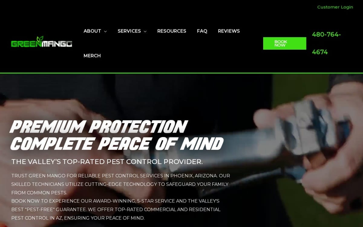 Green Mango Pest Control - Chandler pest control website homepage