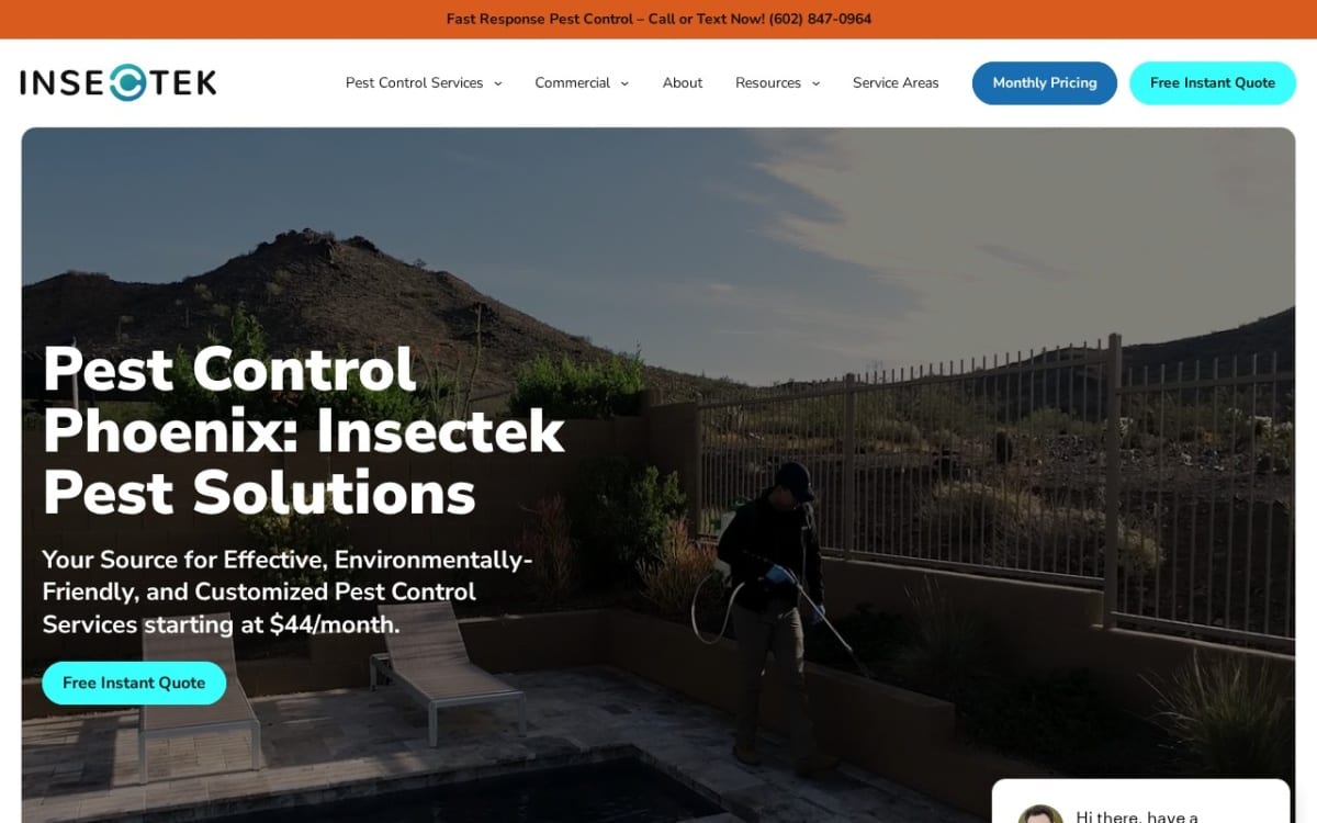 Insectek Pest Solutions pest control website homepage