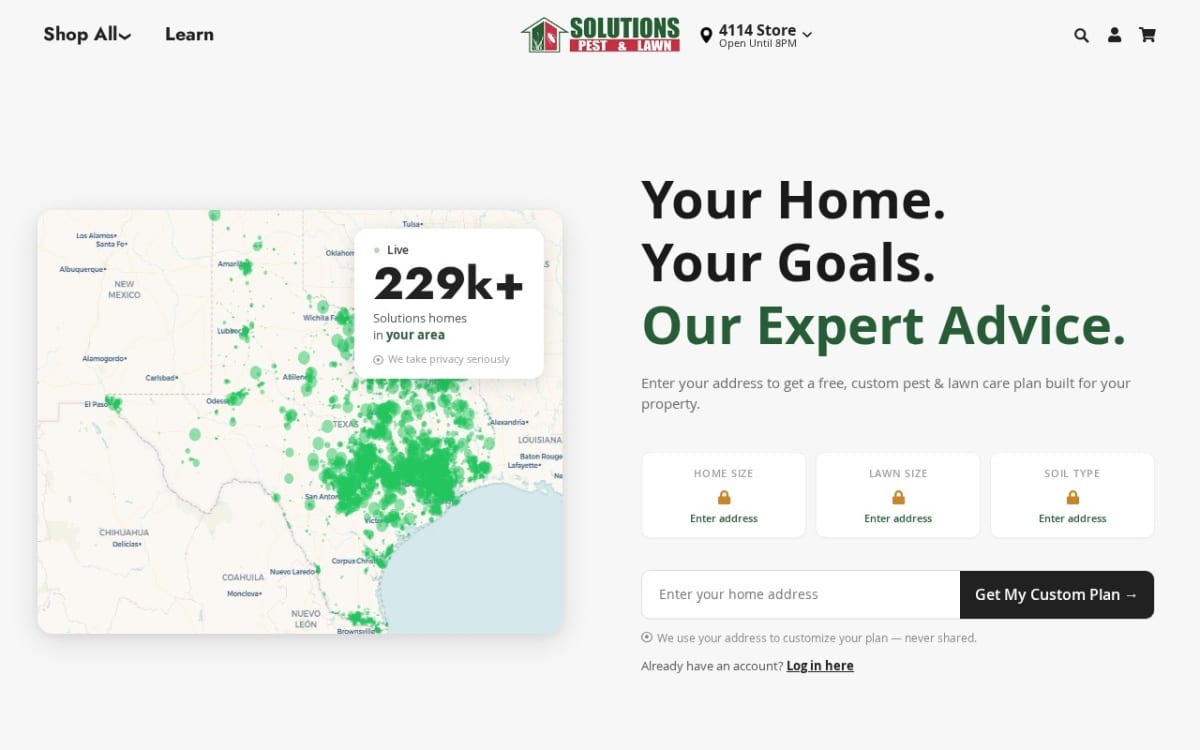 Solutions Pest & Lawn pest control website homepage