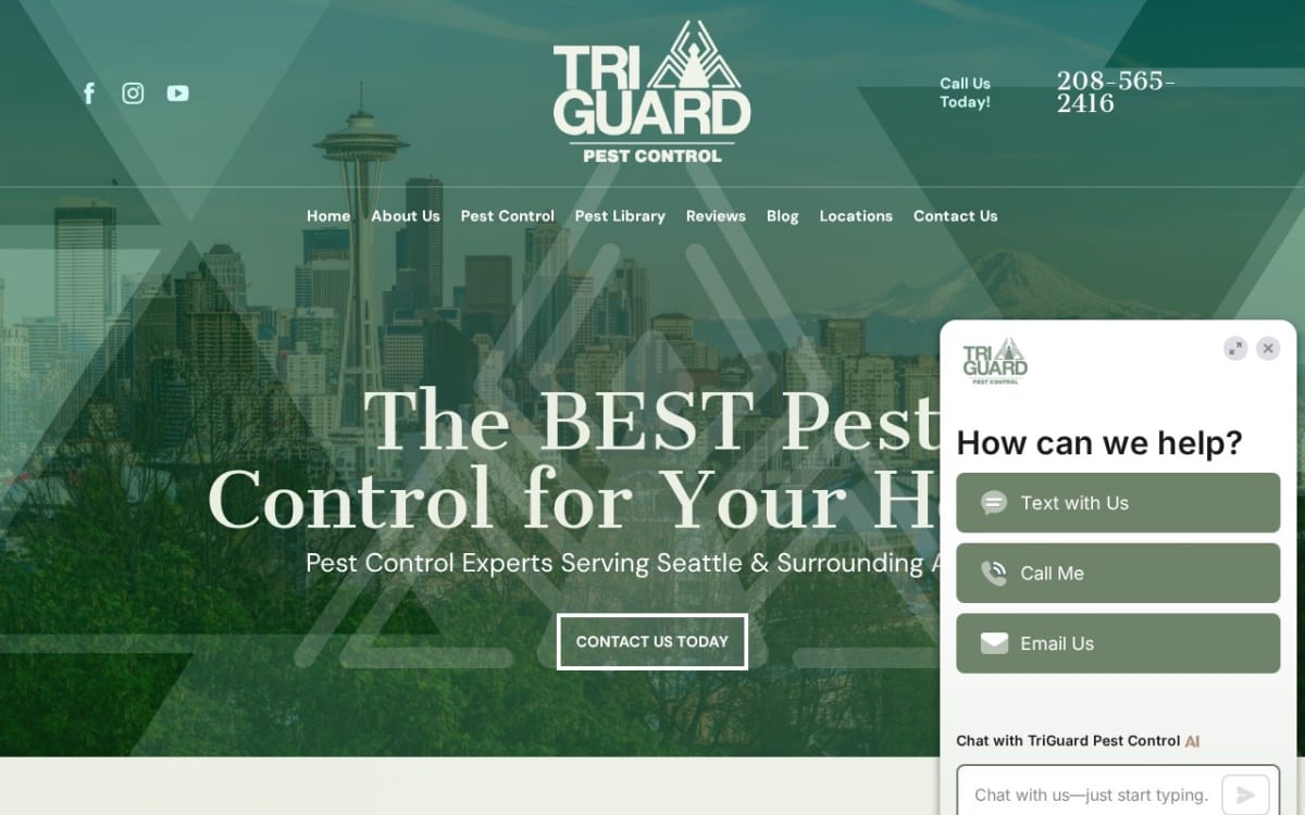 TriGuard Pest Control pest control website homepage