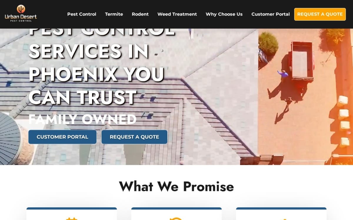Urban Desert Pest Control pest control website homepage