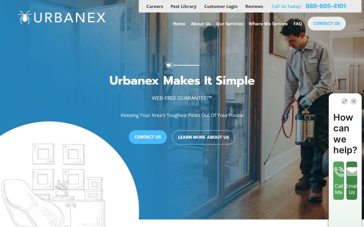 Urbanex Pest Control pest control website homepage